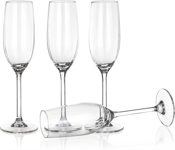 Sklenice na šumivé víno ROYAL LEERDAM Plissé 210 ml, sada 4 ks