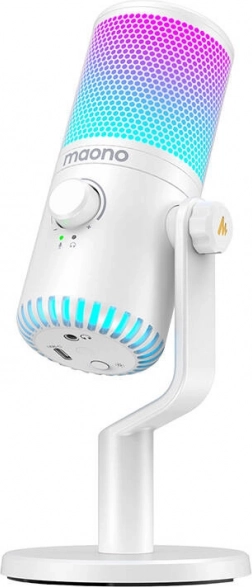 herní mikrofon maono dm30 rgb – bílý usb mikrofon s rgb podsvícením