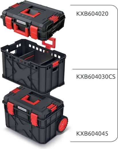 Sada kufrů na nářadí a organizérů X BLOCK PRO, 546 × 380 × 970 mm, černá