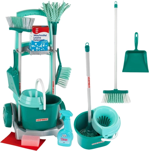 Dětský úklidový vozík LEIFHEIT s mopem, koštětem a doplňky KLEIN