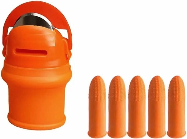 Silikonová ochranná nástavka na palec s nožem + 5 chráničů prstů