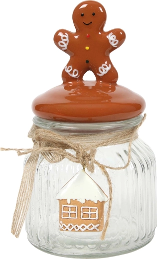 Skleněná dóza na cukroví Perníček 11,4 × 15,5 cm