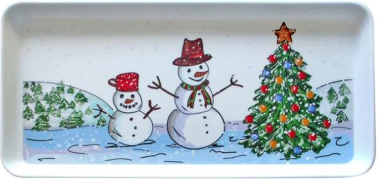 Servírovací tác se sněhulákem 35 × 16,5 cm
