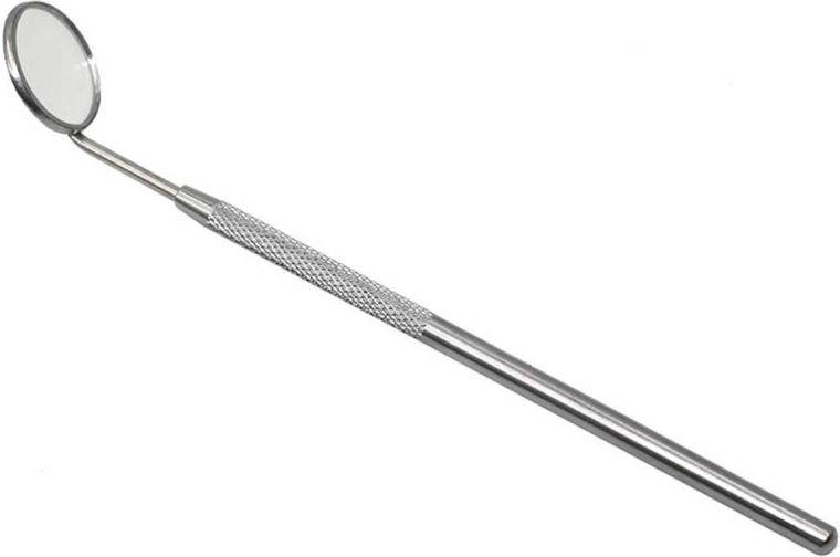 Zubní zrcátko z nerezové oceli s vyměnitelným zvětšovacím sklem