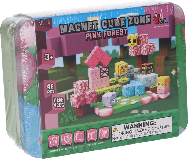 Magnet Cube Zone Pink forest stavebnice 48 dílků