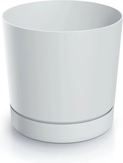 Plastový květináč s miskou 14,8 cm bílý matný