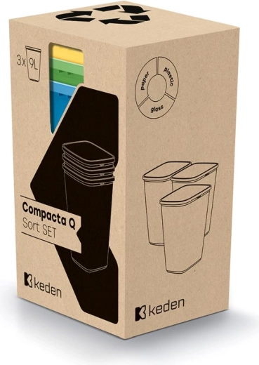 Třídicí odpadkové koše Compacta Q Sort set 3×9 l