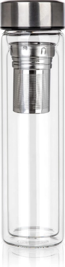 Dvoustěnná skleněná láhev na čaj a infuze 500 ml se sítkem DOBLO