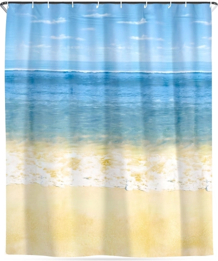 Voděodolný sprchový závěs s háčky Pláž 180 × 180 cm