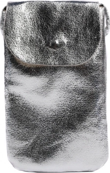 Metalická taštička na mobil s ramenním páskem a zadní kapsou