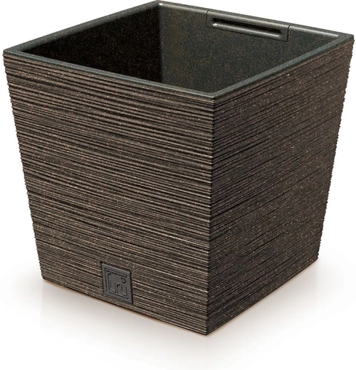Květináč Furu Square Low Eco Wood s vkladem 29,5 cm – káva