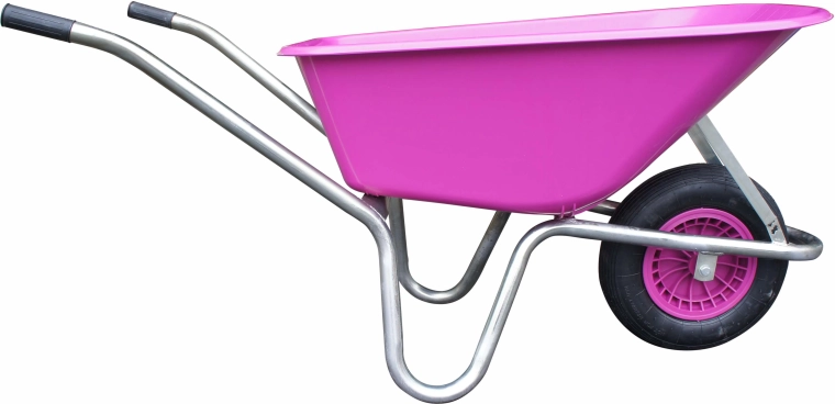 zahradní kolečko LIVEX 100 l fialové s pozinkovaným rámem, rozložené