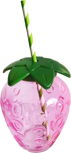 Sklenice Mason 550 ml ve tvaru jahody se zeleným víčkem