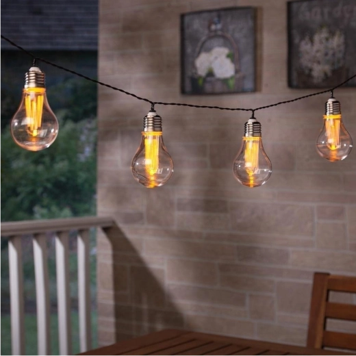 Solární zahradní girlanda 3,8 m, 10 LED teplá bílá, velké žárovky