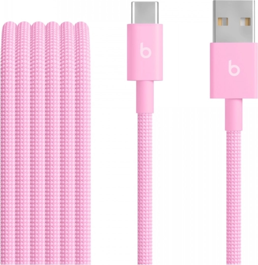 Pletený kabel Beats USB-A na USB-C 1,5 m – turborůžový