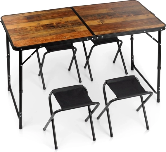 Vilde skládací turistický stůl s 4 židličkami 3v1 120 × 60 cm