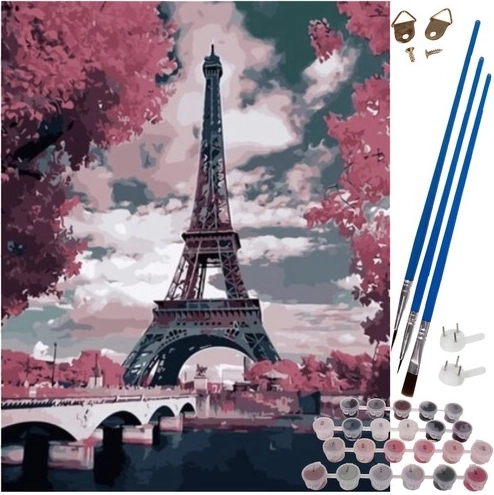 Malování podle čísel 40 × 50 cm – Eiffelova věž na rámu
