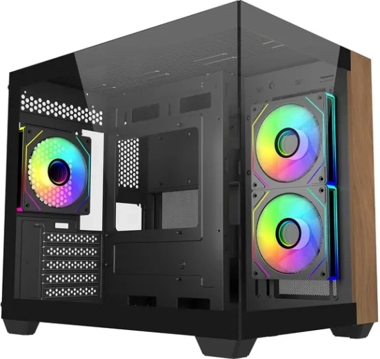 Elite 481 Wood mATX PC skříň s 270° panoramatickým sklem