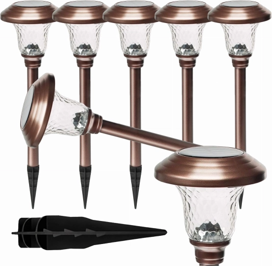 Solární zahradní zápichové lampy 42 cm, sada 6 ks
