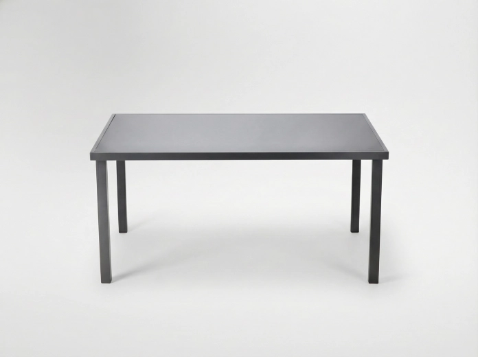 Hliníkový zahradní stůl se skleněnou deskou 150 × 90 × 71 cm šedý