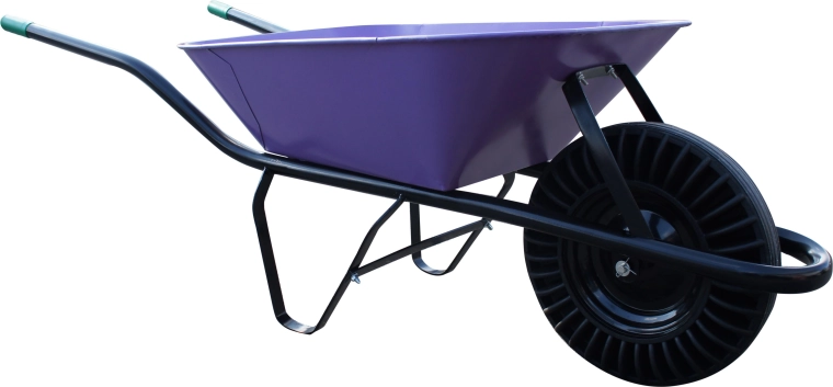 stavební kolečko 60 l s plnopryžovým kolem, fialové