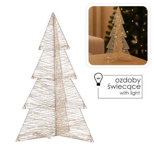 svítící vánoční stromek LED 75 cm v barvě šampaňského zlata