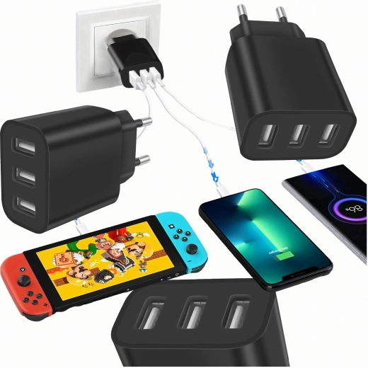 Výkonná síťová nabíječka 3× USB 5V 3.4A