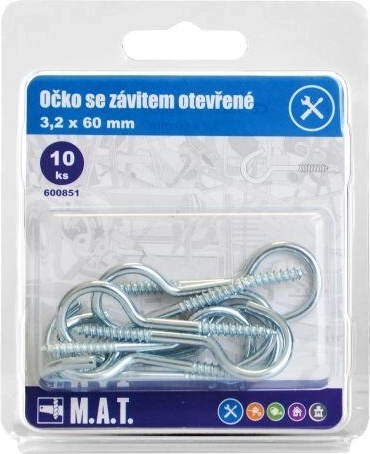 Háček se závitem 60 × 3,2 mm, pozinkovaný (10 ks)