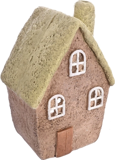 Keramický svícen domeček béžovo-zelený 31 cm