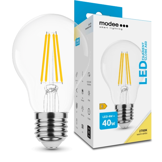 Modee Smart Lighting LED filamentová žárovka Globe E27 4 W teplá bílá