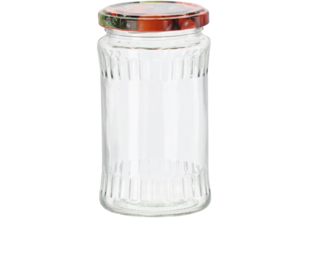 Skleněná zavařovací nádoba 370 ml se šroubovacím dekorativním víčkem 66 mm