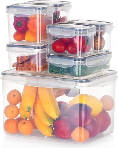 Sada vzduchotěsných dóz na potraviny s víkem a těsněním, 7 ks