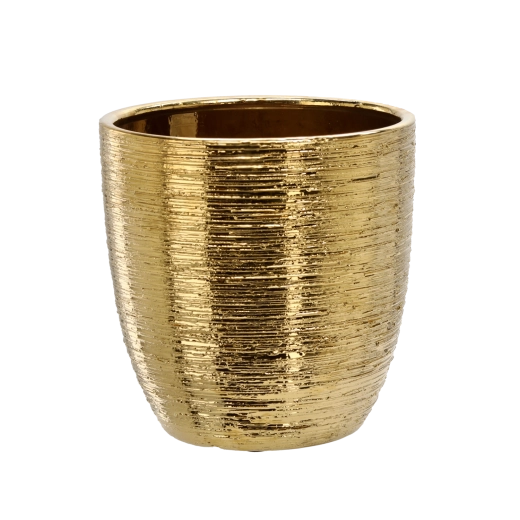 Keramický obal na květináč 25 × 25 × 25 cm zlatý
