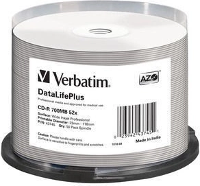 Verbatim DataLifePlus CD-R 700 MB 52x s potisknutelným povrchem - 50 ks
