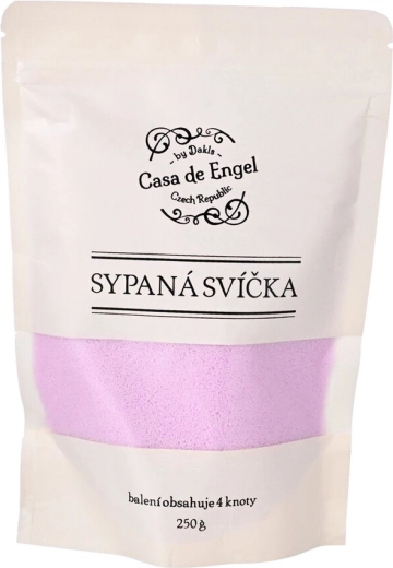 Fialový sypaný vosk na svíčky 250 g + 4 knoty