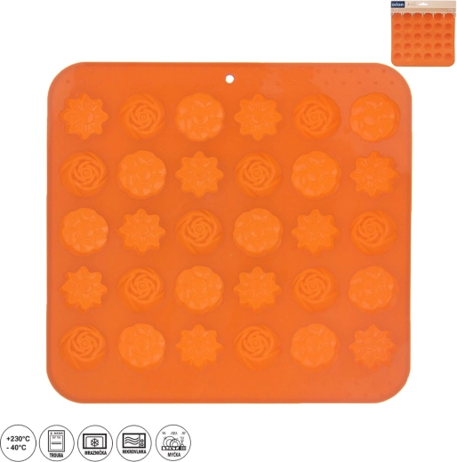Silikonová forma na čokoládu kytičky, 30 tvarů, oranžová