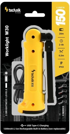 Technik W30 nabíjecí pracovní svítilna COB LED 150 lm s červeným světlem