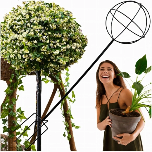 Kovová zahradní opora pro popínavé rostliny 50 × 10 cm – černá