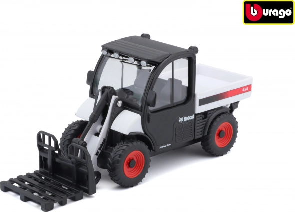 Bburago Bobcat Toolcat 5600 s vidlicovým nástavcem – bílá/černá kovový model