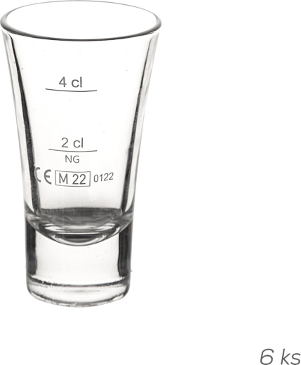 Odměrný panák Cheerio 0,06 l (cejch 2 cl/4 cl) 6 ks