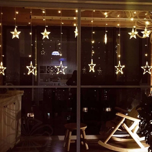 Světelný závěs s hvězdami 2 m, 120 LED - 1 kus