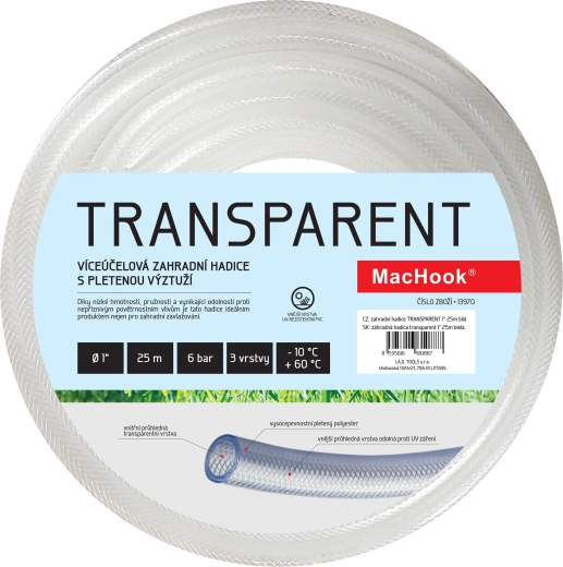 Zahradní hadice transparentní 25 m bílá