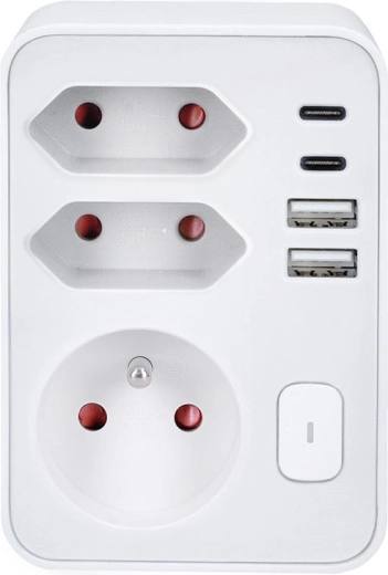 Solight zásuvková rozbočka s USB rychlonabíjením 20 W PD, bílá