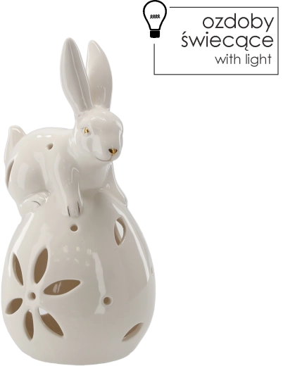 Velikonoční keramický zajíček na vajíčku s LED