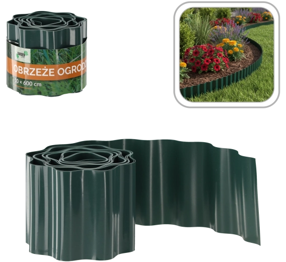 Zahradní obrubník 10 × 600 cm zelený