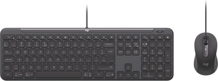 Logitech drátová sada klávesnice a myši pro firmy, grafitová (US)