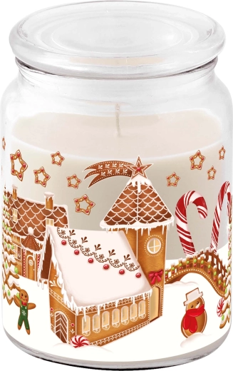 Vonná svíčka ve skle s víčkem Perníková vesnička 510 g