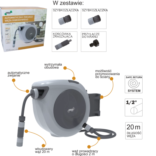 Automatický naviják zahradní hadice 20 m