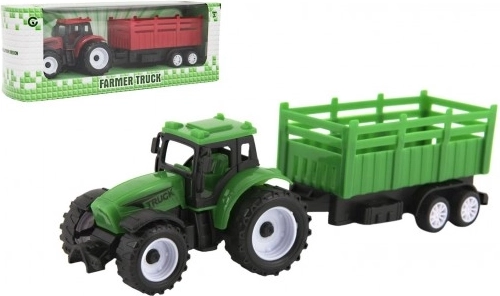 Plastový traktor s vlekem 21 cm na volný chod, 2 barvy