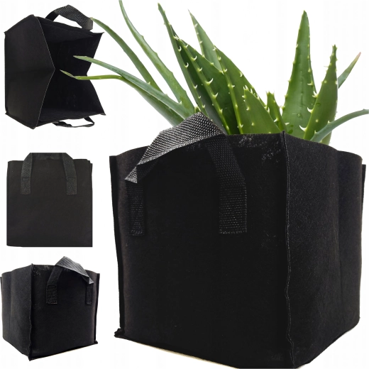 Textilní pěstební vak z tkaniny s úchyty 26,5 l, černý